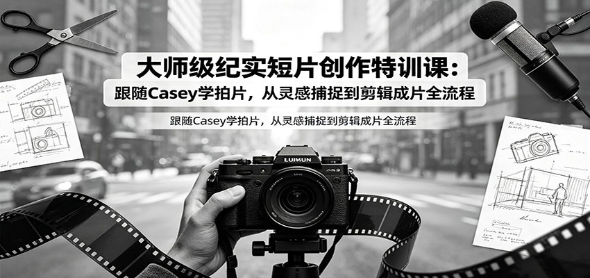 大师级纪实短片创作特训课：跟随Casey学拍片，从灵感捕捉到剪辑成片全流程-小艾项目网