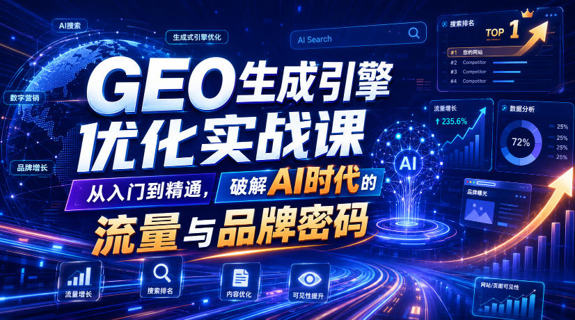 GEO生成引擎优化实战课,从入门到精通,破解AI时代的流量与品牌密码-小艾项目网