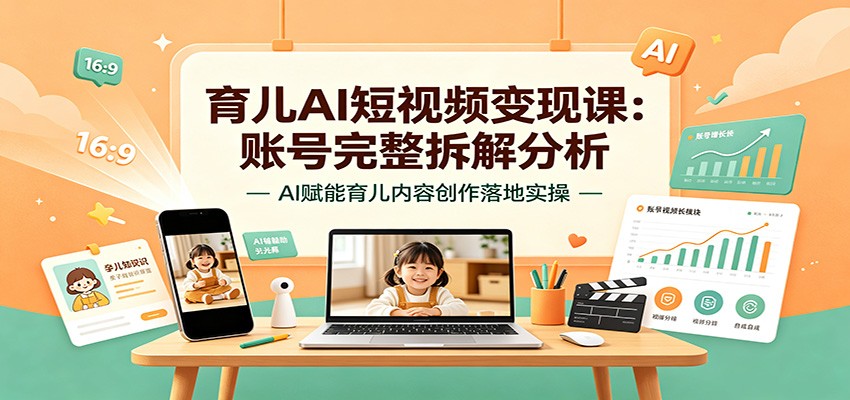 育儿AI短视频变现课：账号完整拆解分析，AI赋能育儿内容创作落地实操-小艾项目网
