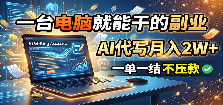 图片[1]-一台电脑就能干的副业，AI代写月入2W+，一单一结不压款-小艾项目网