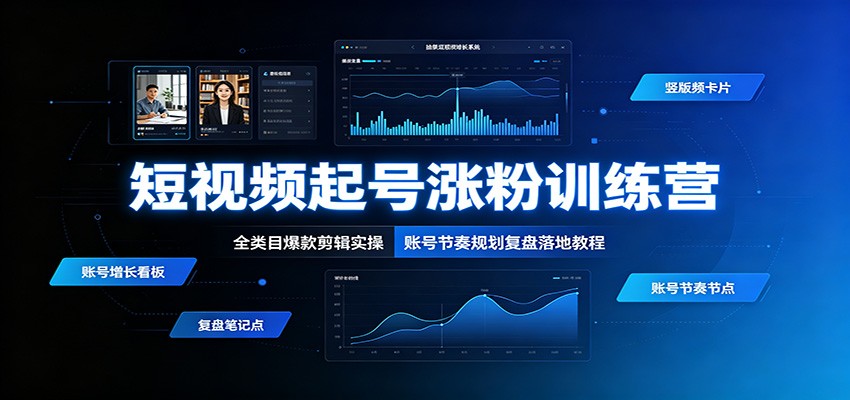 短视频起号涨粉训练营：全类目爆款剪辑实操，账号节奏规划复盘落地教程-小艾项目网