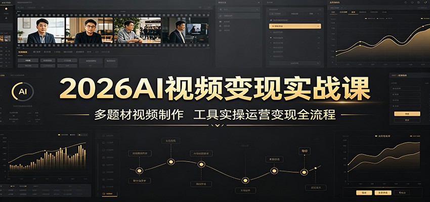 2026AI视频变现实战课：多题材视频制作，工具实操运营变现全流程-小艾项目网
