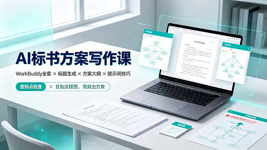 AI标书方案写作课：WorkBuddy全套×标题生成×方案大纲×提示词技巧×废标点检查×豆包流程图，高效出方案-小艾项目网