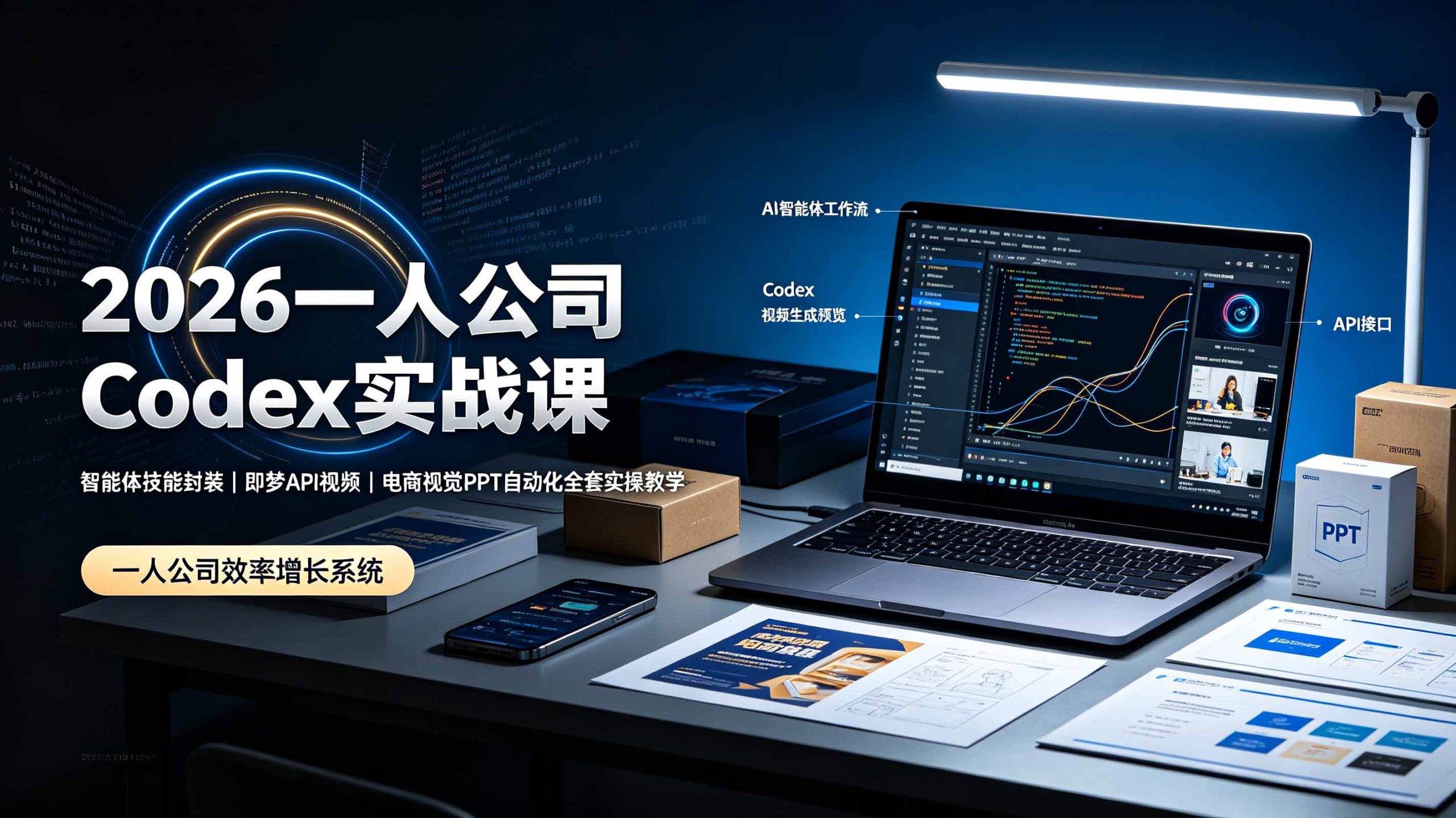 2026一人公司Codex实战课◆智能体技能封装｜即梦API视频｜电商视觉PPT自动化全套实操教学-小艾项目网