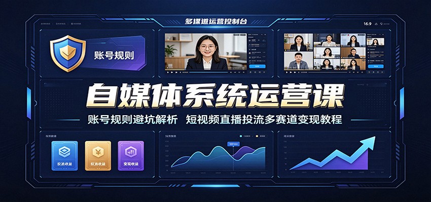 自媒体系统运营课:账号规则避坑解析,短视频直播投流多赛道变现教程-小艾项目网