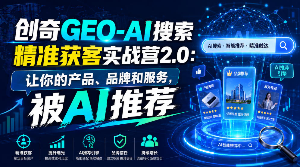 创奇GEO-AI搜索精准获客实战营2.0:让你的产品、品牌和服务,被AI推荐-小艾项目网