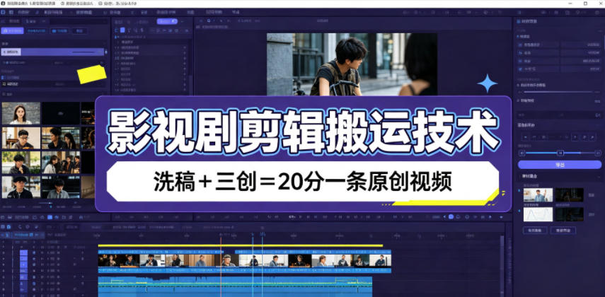 影视剧剪辑搬运技术，洗稿+三创=20分一条原创视频-小艾项目网