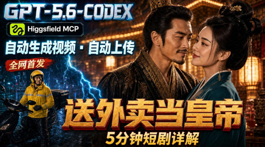 GPT-5.6 Codex+Higgsfield MCP：一条指令生成5分钟短剧并自动上传YouTube(油管)-小艾项目网