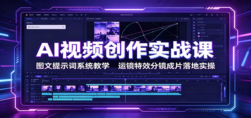 AI视频创作实战课:图文提示词系统教学,运镜特效分镜成片落地实操-小艾项目网