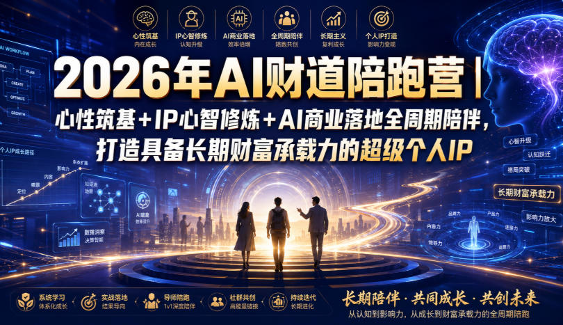 2026年AI财道陪跑营｜心性筑基+IP心智修炼+AI商业落地全周期陪伴，打造具备长期财富承载力的超级个人IP-小艾项目网