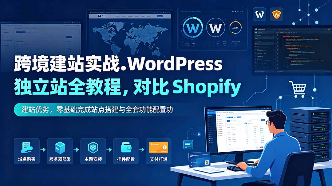 跨境建站实战：WordPress 独立站全教程，对比 Shopify 建站优劣，零基础完成站点搭建与全套功能配置-小艾项目网