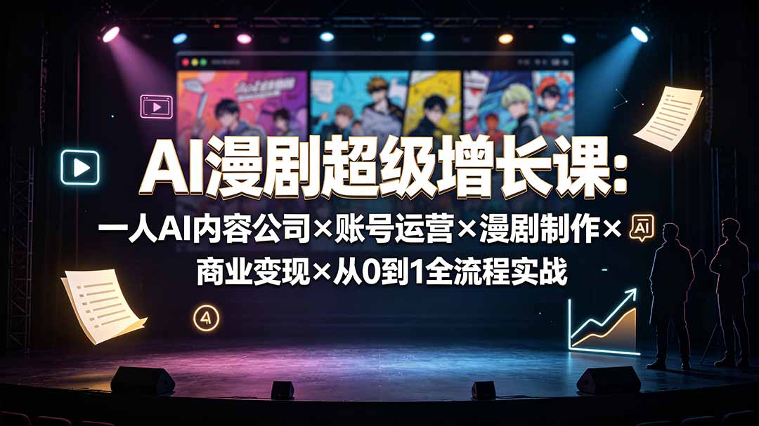 AI漫剧超级增长课:一人AI内容公司×账号运营×漫剧制作×商业变现×从0到1全流程实战-小艾项目网