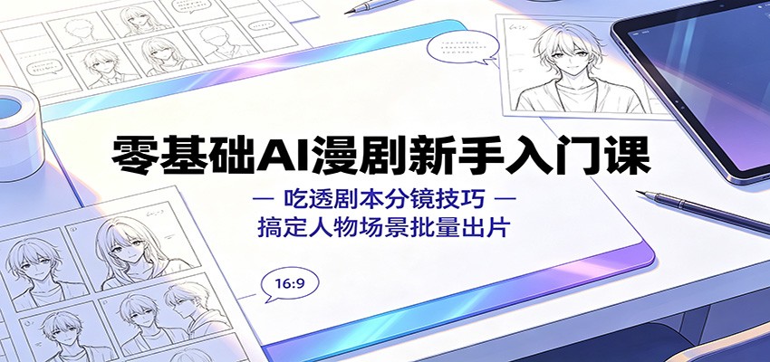 零基础AI漫剧新手入门课：吃透剧本分镜技巧，搞定人物场景批量出片-小艾项目网