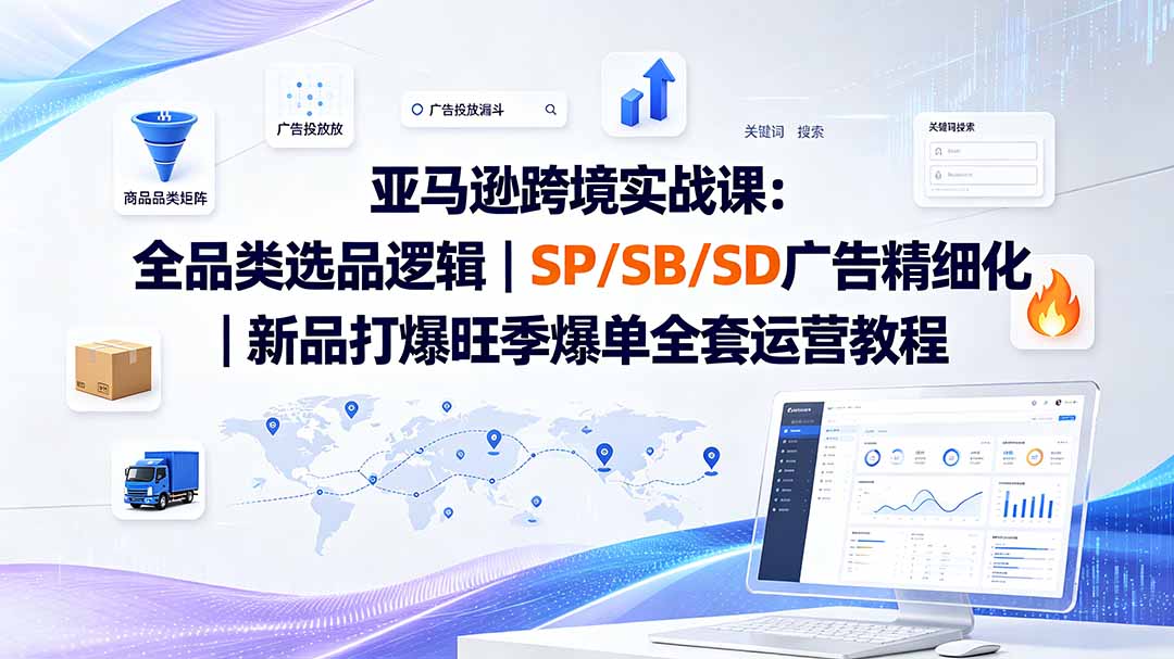 亚马逊跨境实战课-更新：全品类选品逻辑｜SP/SB/SD广告精细化｜新品打爆旺季爆单全套运营教程-小艾项目网