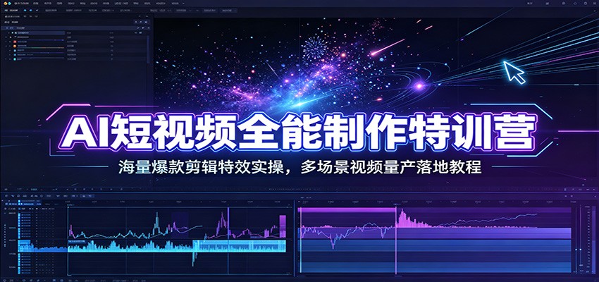 AI短视频全能制作特训营：海量爆款剪辑特效实操，多场景视频量产落地教程-小艾项目网