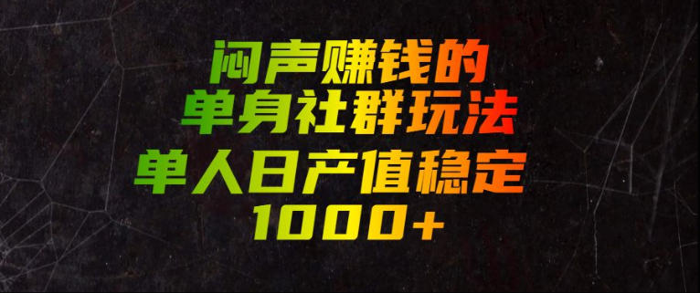 闷声賺钱的单身社群玩法,单人日产值稳定1000+【揭秘】-小艾项目网