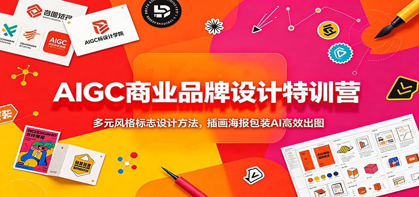 AIGC商业品牌设计特训营：多元风格标志设计方法，插画海报包装AI高效出图-小艾项目网