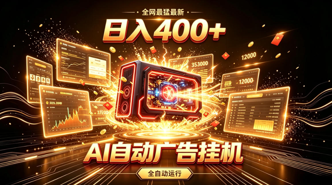 全网最猛最新的AI自动广告挂G，狠收益日入400+，真正做到躺賺式变现【揭秘】-小艾项目网