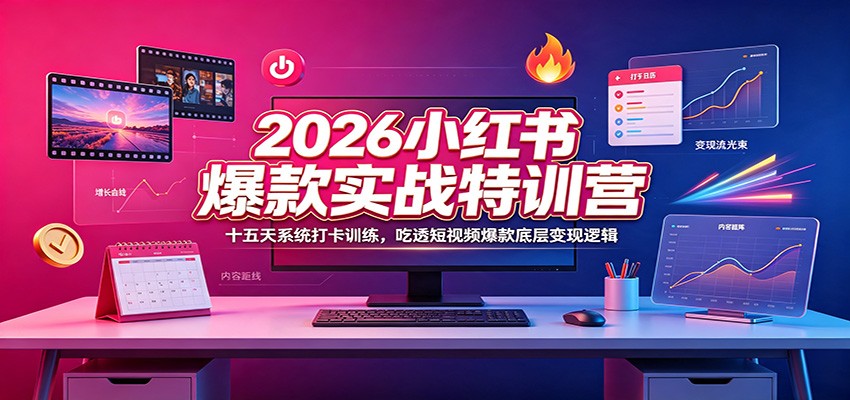 2026小红书爆款实战特训营：十五天系统打卡训练，吃透短视频爆款底层变现逻辑-小艾项目网