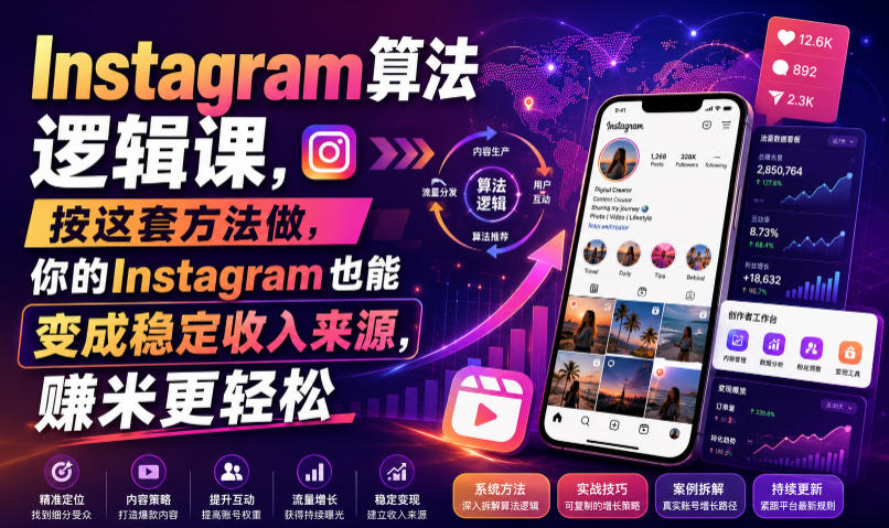 Instagram算法逻辑课，按这套方法做，你的Instagram也能变成稳定收入来源，賺米更轻松【原创双语字幕】-小艾项目网