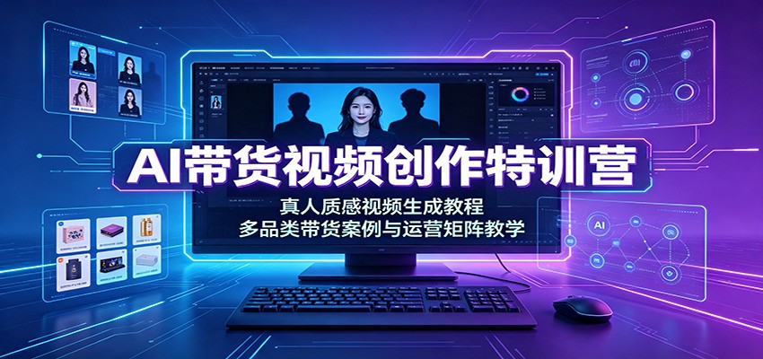 AI带货视频创作特训营：真人质感视频生成教程，多品类带货案例与运营矩阵教学-小艾项目网