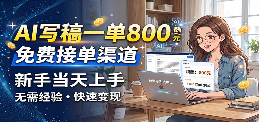 AI写稿一单800，免费接单渠道，一单一结几十到上千，新手当天上手-小艾项目网
