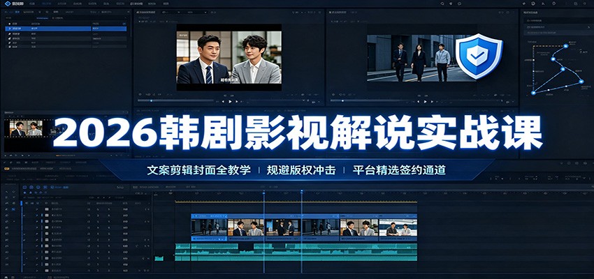2026韩剧影视解说实战课：文案剪辑封面全教学，规避版权冲击平台精选签约通道-小艾项目网