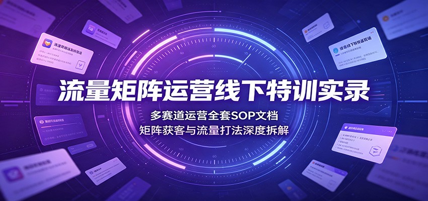 流量矩阵运营线下特训实录：多赛道运营全套SOP文档，矩阵获客与流量打法深度拆解-小艾项目网