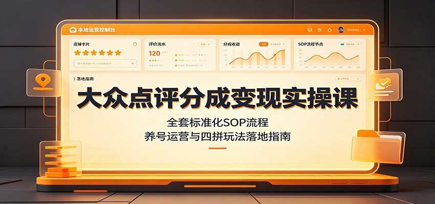 大众点评分成变现实操课：全套标准化SOP流程，养号运营与四拼玩法落地指南-小艾项目网
