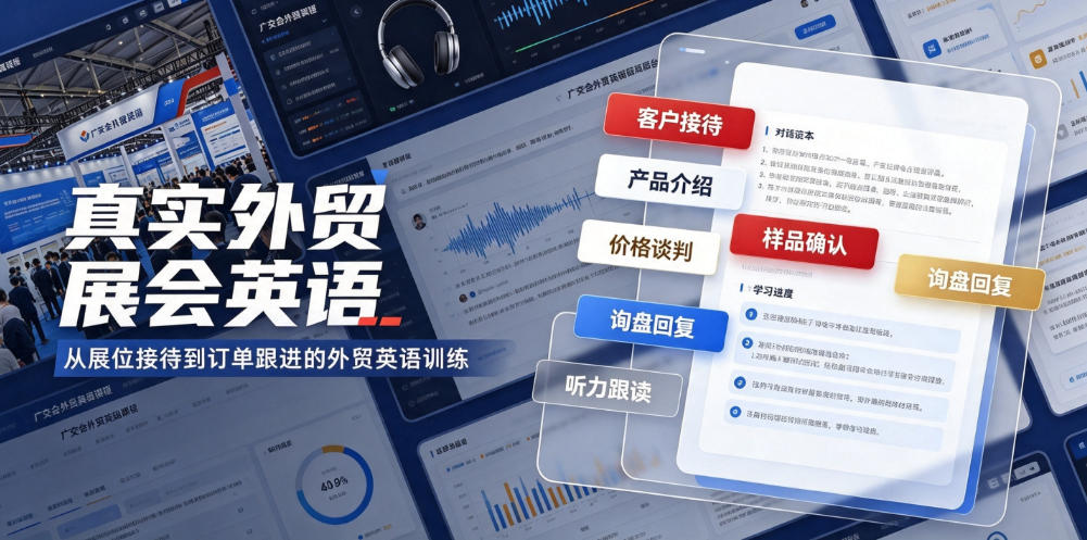 真实外贸展会英语,广交会外贸口语听力突击课程【音频】-小艾项目网