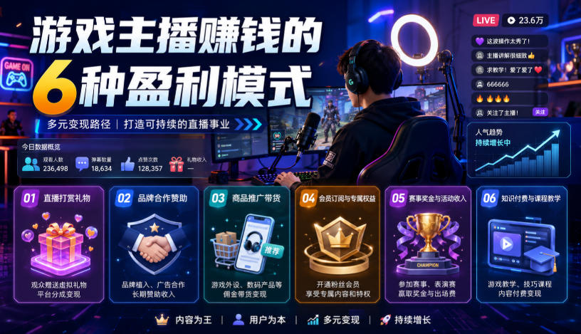 付费文章：游戏主播賺钱的6种盈利模式-小艾项目网