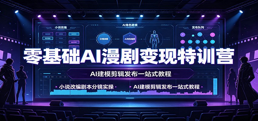 零基础AI漫剧变现特训营:小说改编剧本分镜实操,AI建模剪辑发布一站式教程-小艾项目网