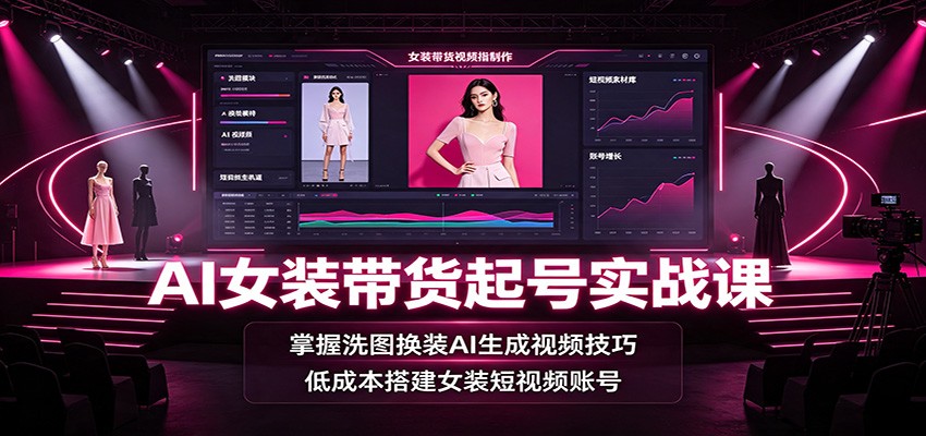 AI女装带货起号实战课：掌握洗图换装AI生成视频技巧，低成本搭建女装短视频账号-小艾项目网