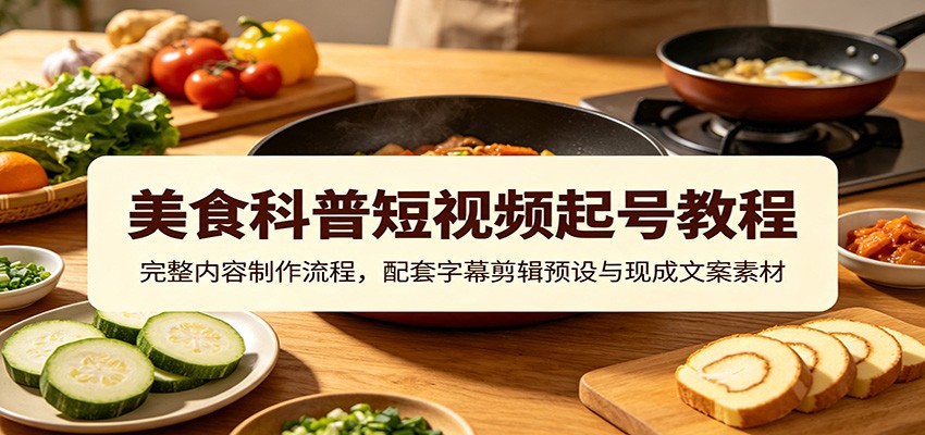 美食科普短视频起号教程：完整内容制作流程，配套字幕剪辑预设与现成文案素材-小艾项目网