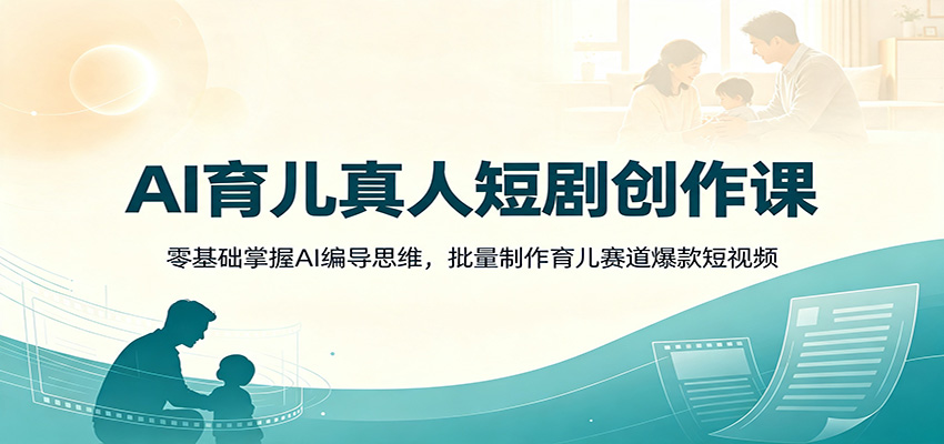 AI育儿真人短剧创作课：零基础掌握AI编导思维，批量制作育儿赛道爆款短视频-小艾项目网