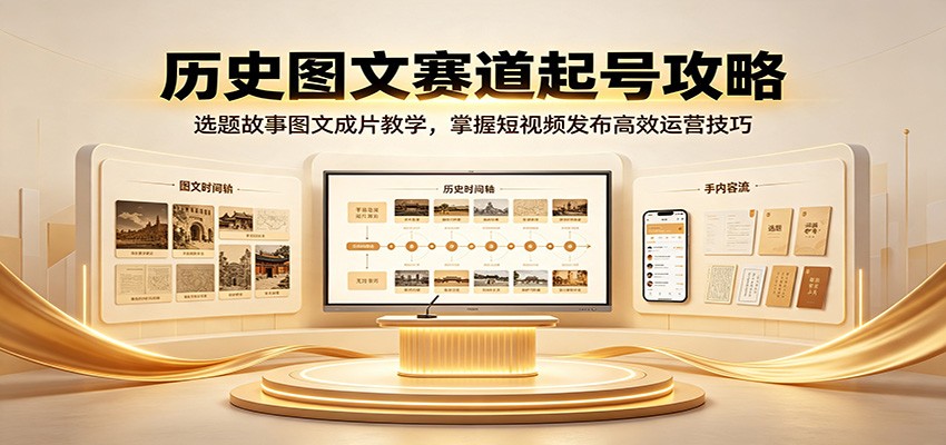历史图文赛道起号攻略:选题故事图文成片教学,掌握短视频发布高效运营技巧-小艾项目网