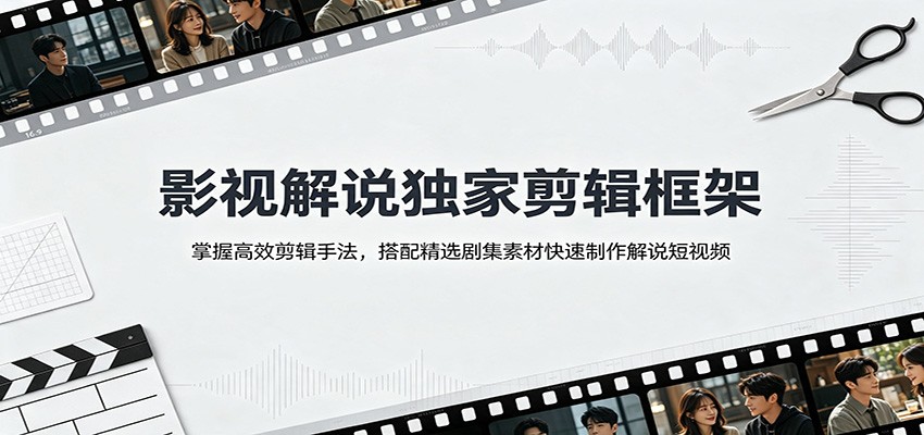 影视解说独家剪辑框架:掌握高效剪辑手法,搭配精选剧集素材快速制作解说短视频-小艾项目网