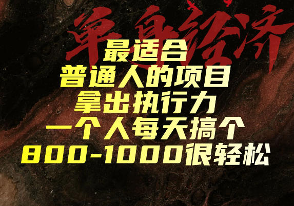 最适合普通人的项目，拿出执行力一个人每天搞个800-1k很轻松【揭秘】-小艾项目网