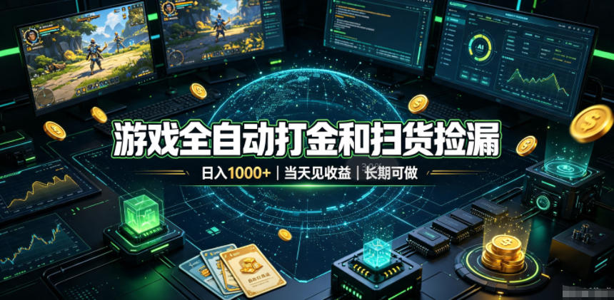 游戏全自动打金和扫货捡漏，日入1k+，当天见收益，长期可做！【揭秘】-小艾项目网