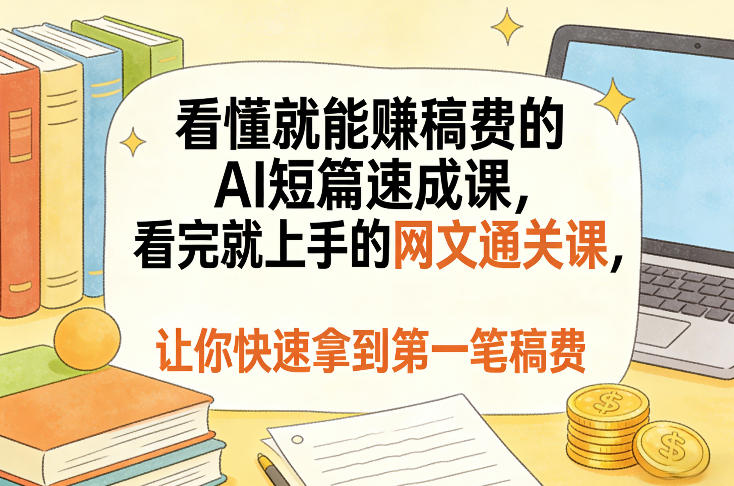 看懂就能賺稿费的AI短篇速成课,看完就上手的网文通关课,让你快速拿到第一笔稿费(更新8月)-小艾项目网