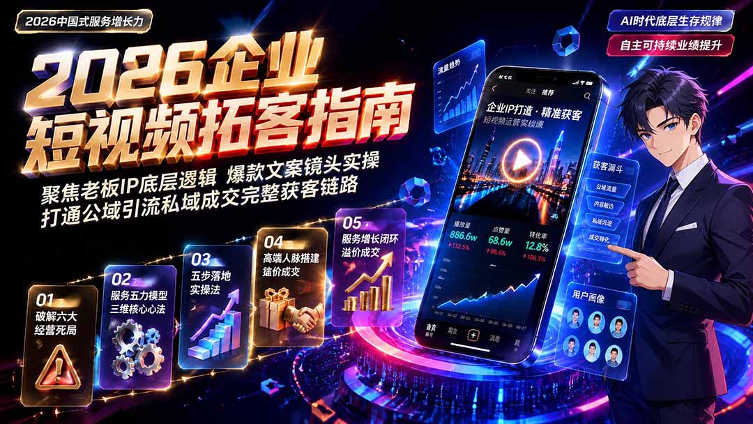 2026AI时代服务增长力实战课-无水印|五力模型三维心法教学,破解门店客源流失低价内卷实现长效业绩增长-小艾项目网