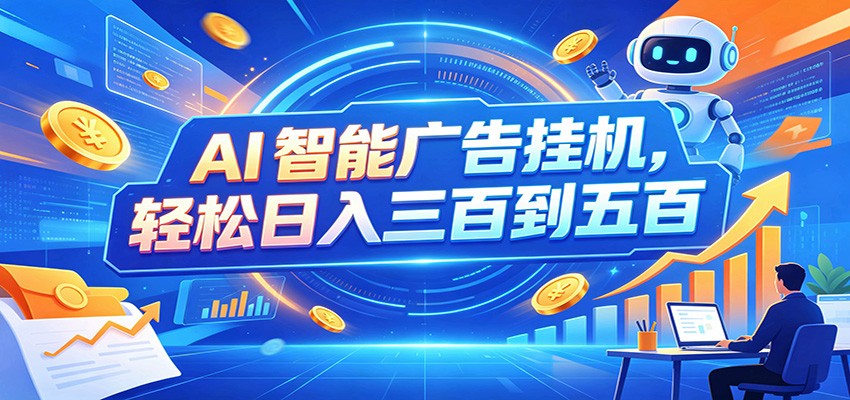 AI智能广告挂机,24小时自动跑,日入300-500,新手零门槛-小艾项目网