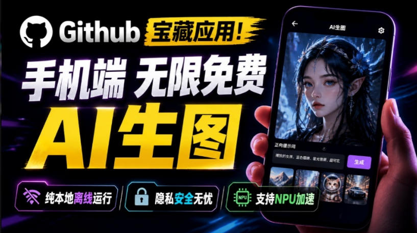 Github宝藏应用!手机端无限免费AI生图,纯本地离线运行,支持NPU加速斩获3.1k stars,local-dream-小艾项目网