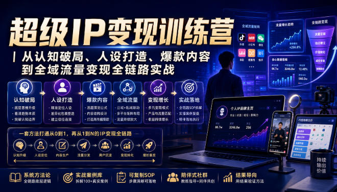 超级IP变现训练营｜从认知破局、人设打造、爆款内容到全域流量变现全链路实战-小艾项目网