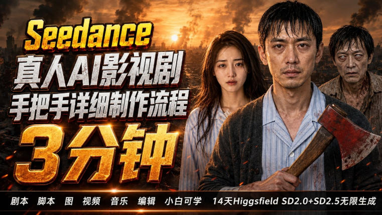 3分钟真人AI影视剧怎么做？SD 2.0手把手完整制作流程｜Higgsfield 14天SD 2.0/2.5无限生成-小艾项目网