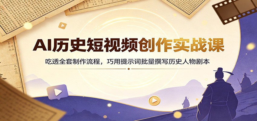 AI历史短视频创作实战课:吃透全套制作流程,巧用提示词批量撰写历史人物剧本-小艾项目网