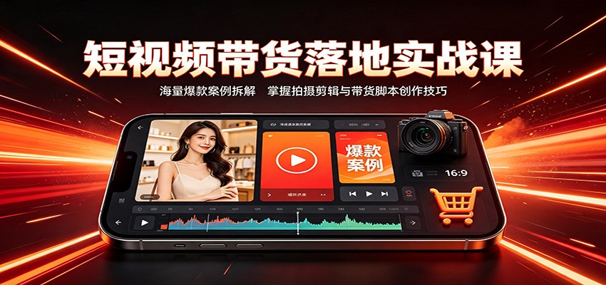短视频带货落地实战课：海量爆款案例拆解，掌握拍摄剪辑与带货脚本创作技巧-小艾项目网