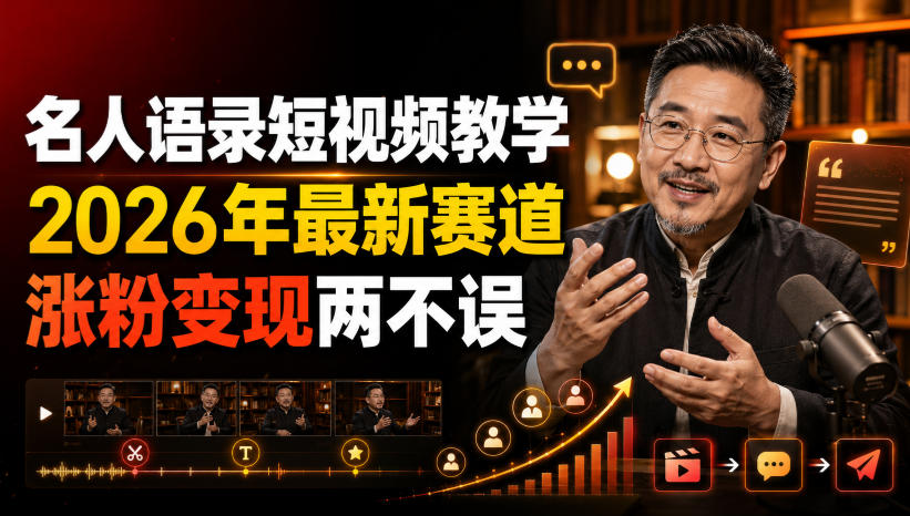 名人语录短视频教学,2026年最新赛道,涨粉变现两不误-小艾项目网