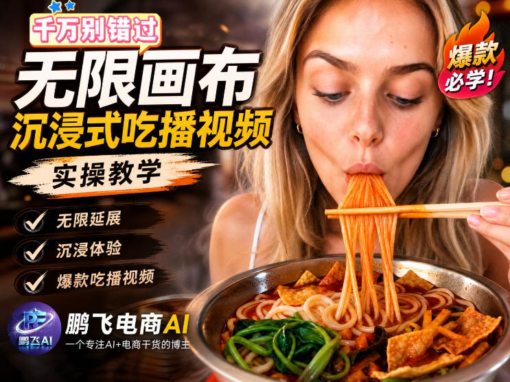 保姆级教程｜用AI无线画布做沉浸式吃播，3步直接出片，无线画布工作流，操作简单好上手-小艾项目网