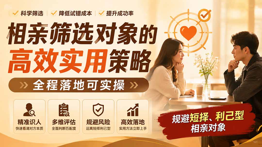 付费文章:相亲筛选对象的高效实用策略,全程落地可实操,规避短择、利己型相亲对象-小艾项目网